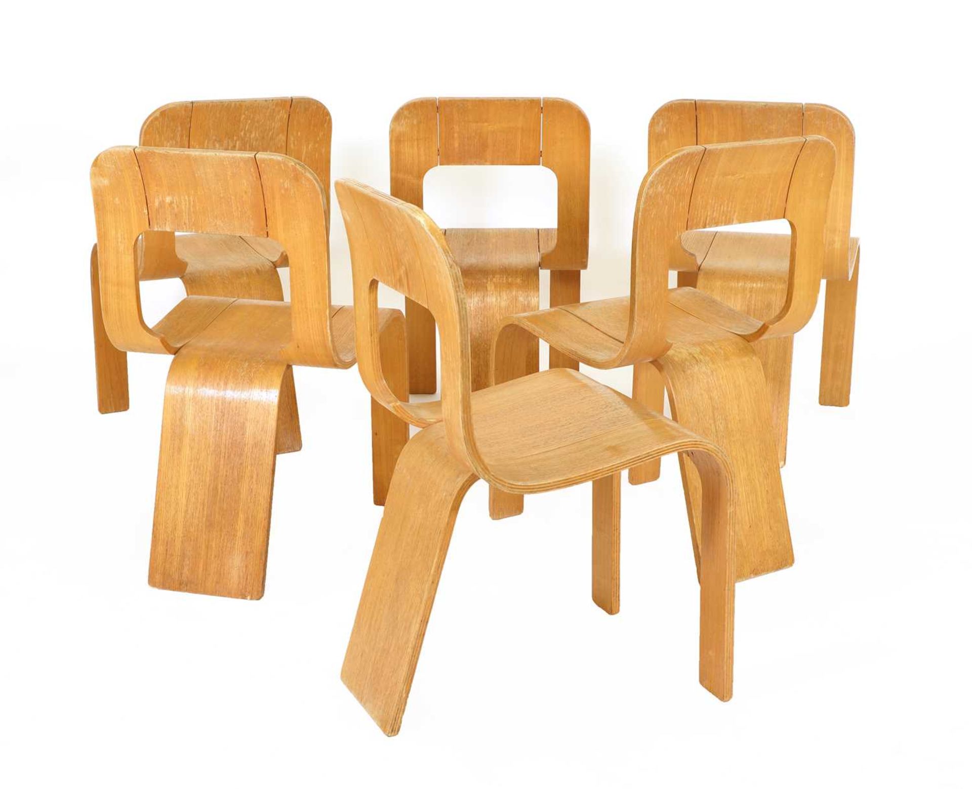 A set of six bentwood stacking chairs, - Image 2 of 2