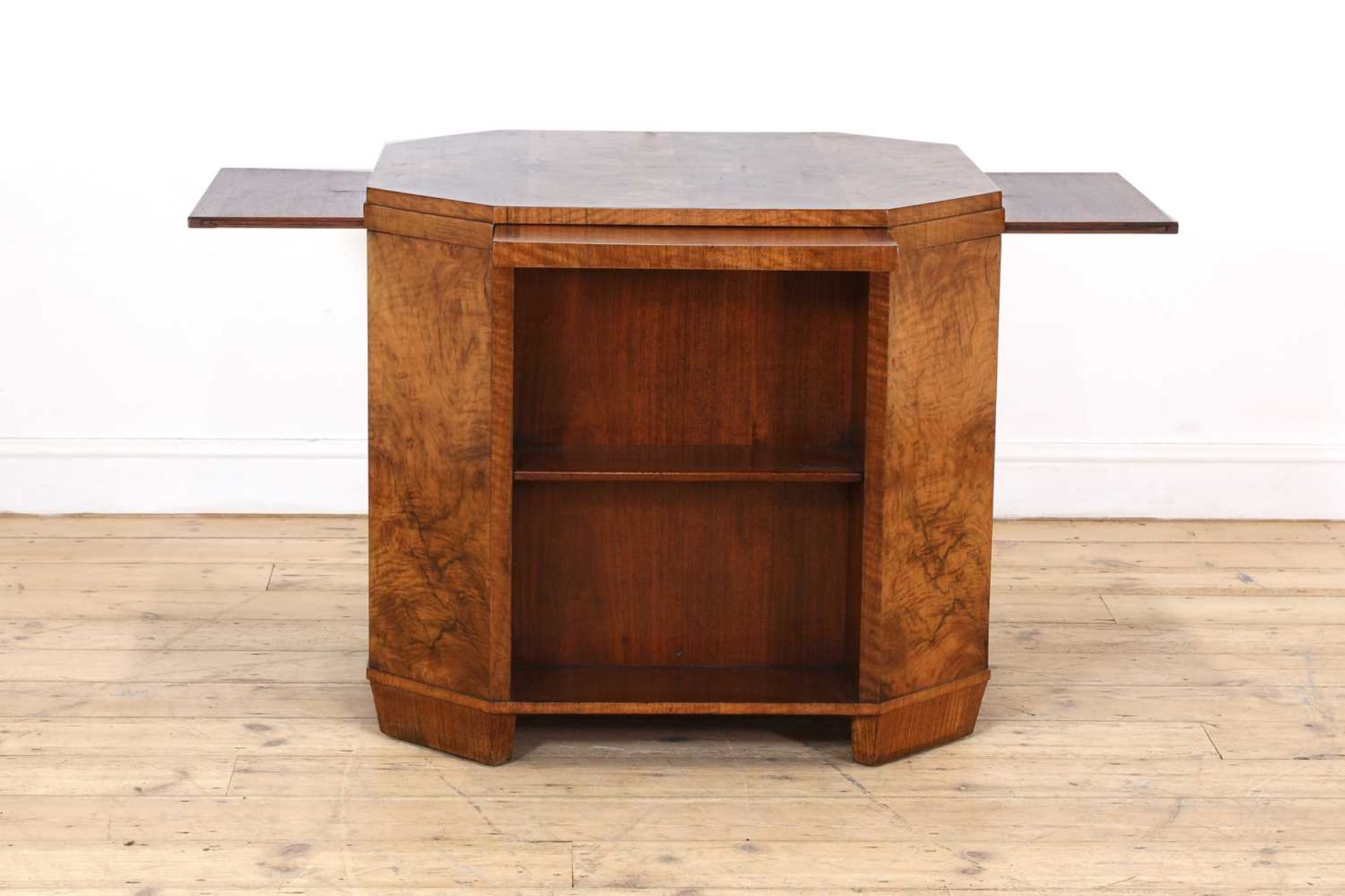 An Art Deco walnut centre table,