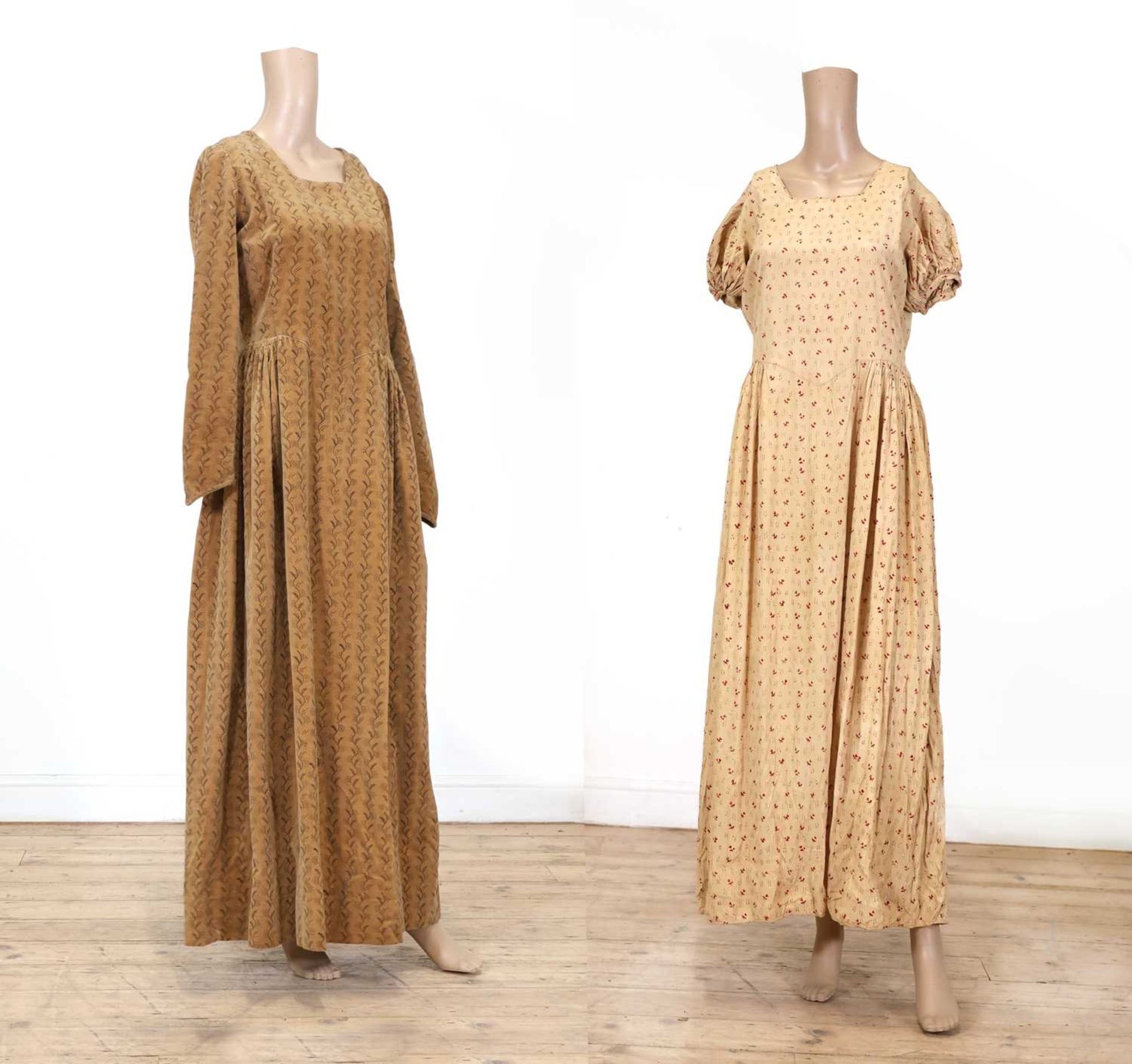 Two Barron and Larcher hand-blocked dresses,