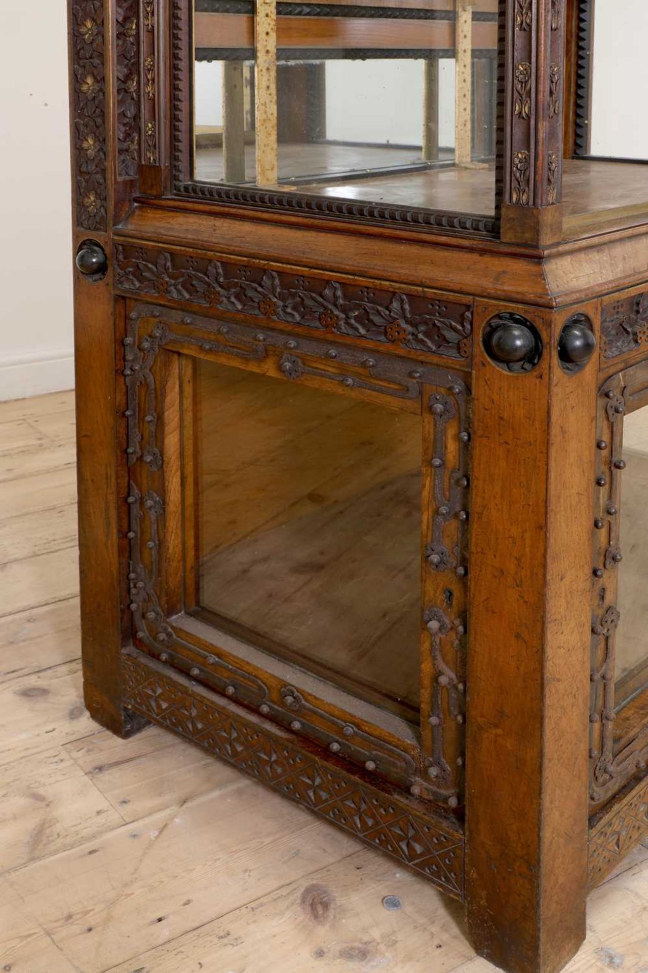 An Aesthetic Movement walnut vitrine, - Image 6 of 7