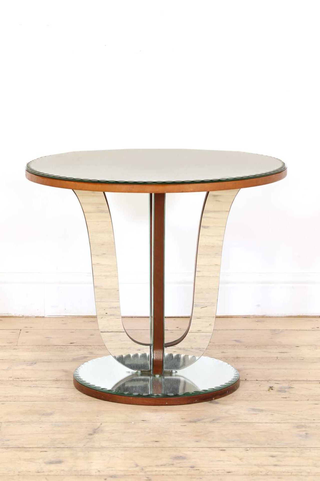 An Art Deco mirror glass occasional table,