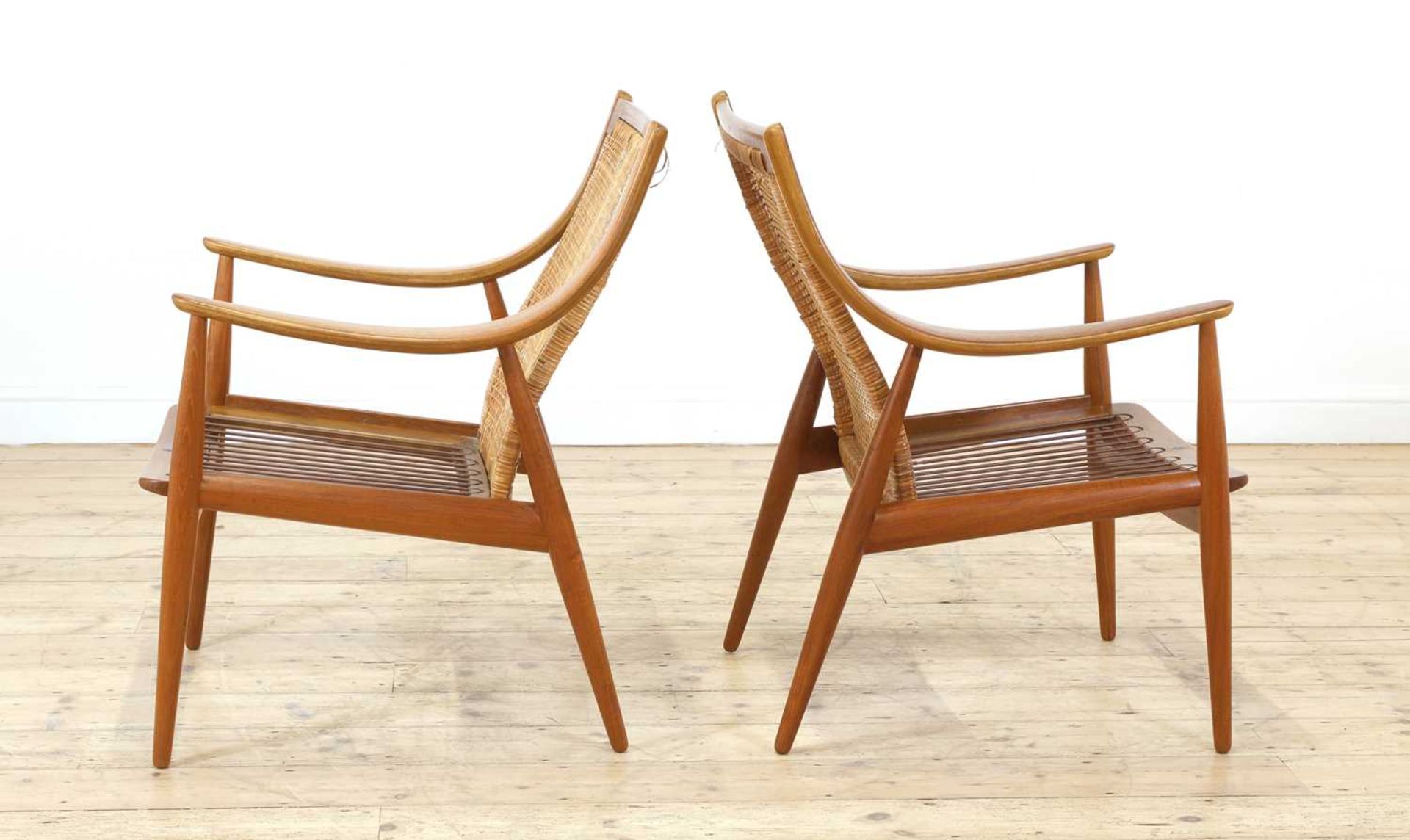 A pair of Danish 'FD147' teak easy armchairs, - Image 2 of 9