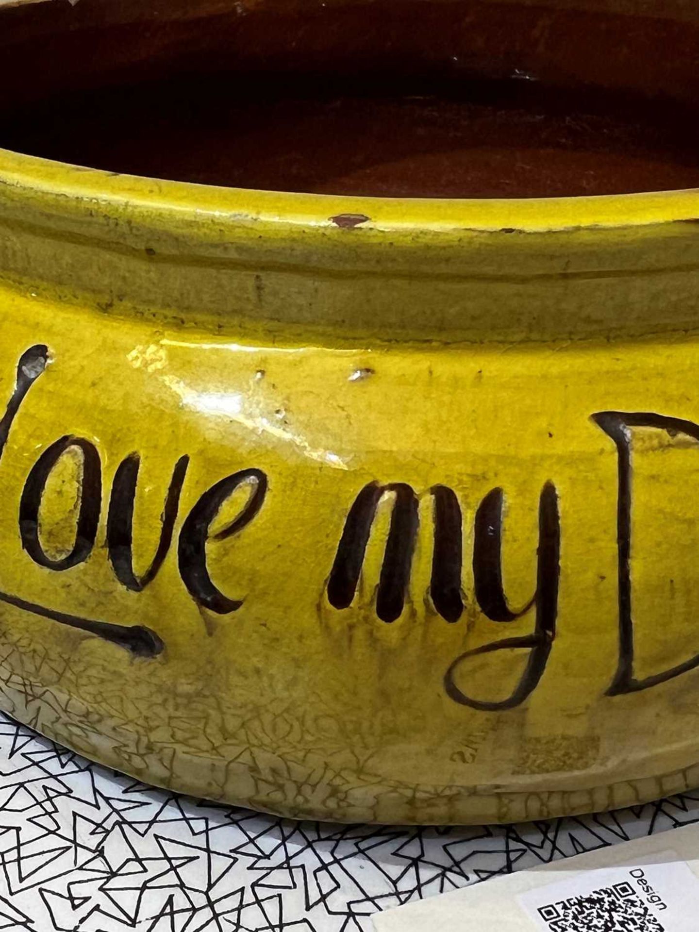 A rare Liberty & Co. yellow pottery dog bowl, - Bild 6 aus 9
