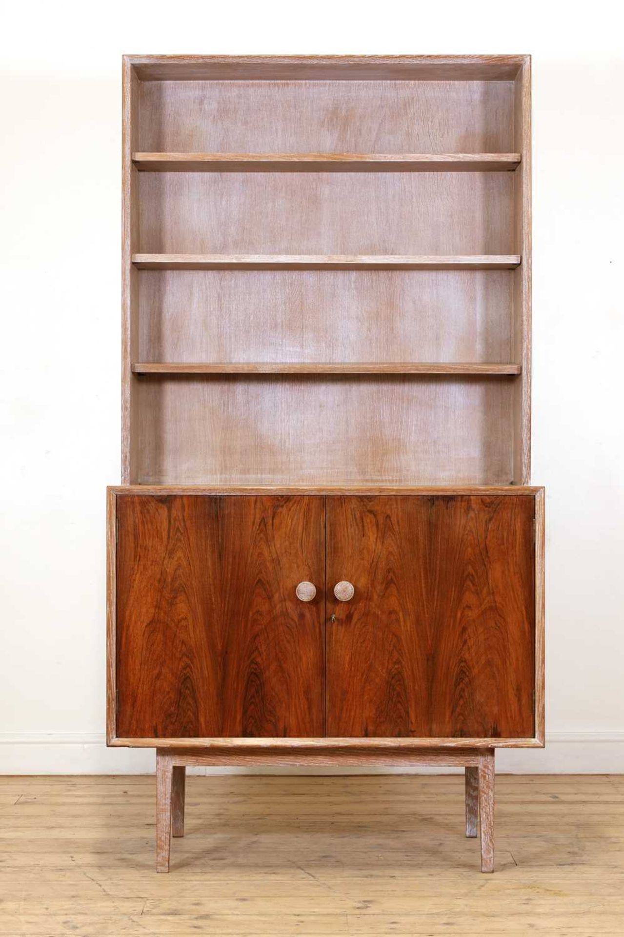 A Danish limed oak and rosewood cabinet,