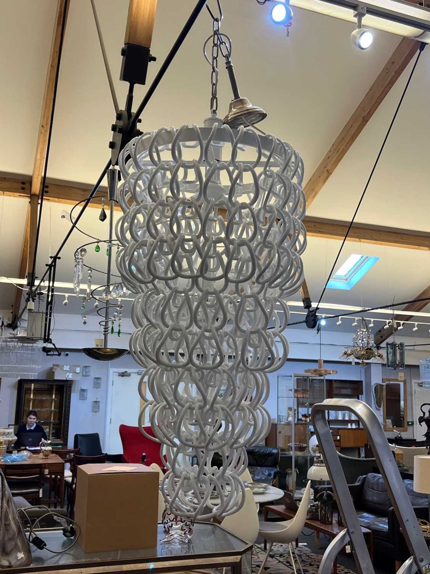A contemporary glass hook chandelier, - Image 3 of 5