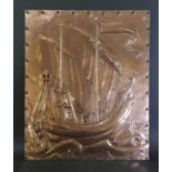 An Arts and Crafts copper panel,