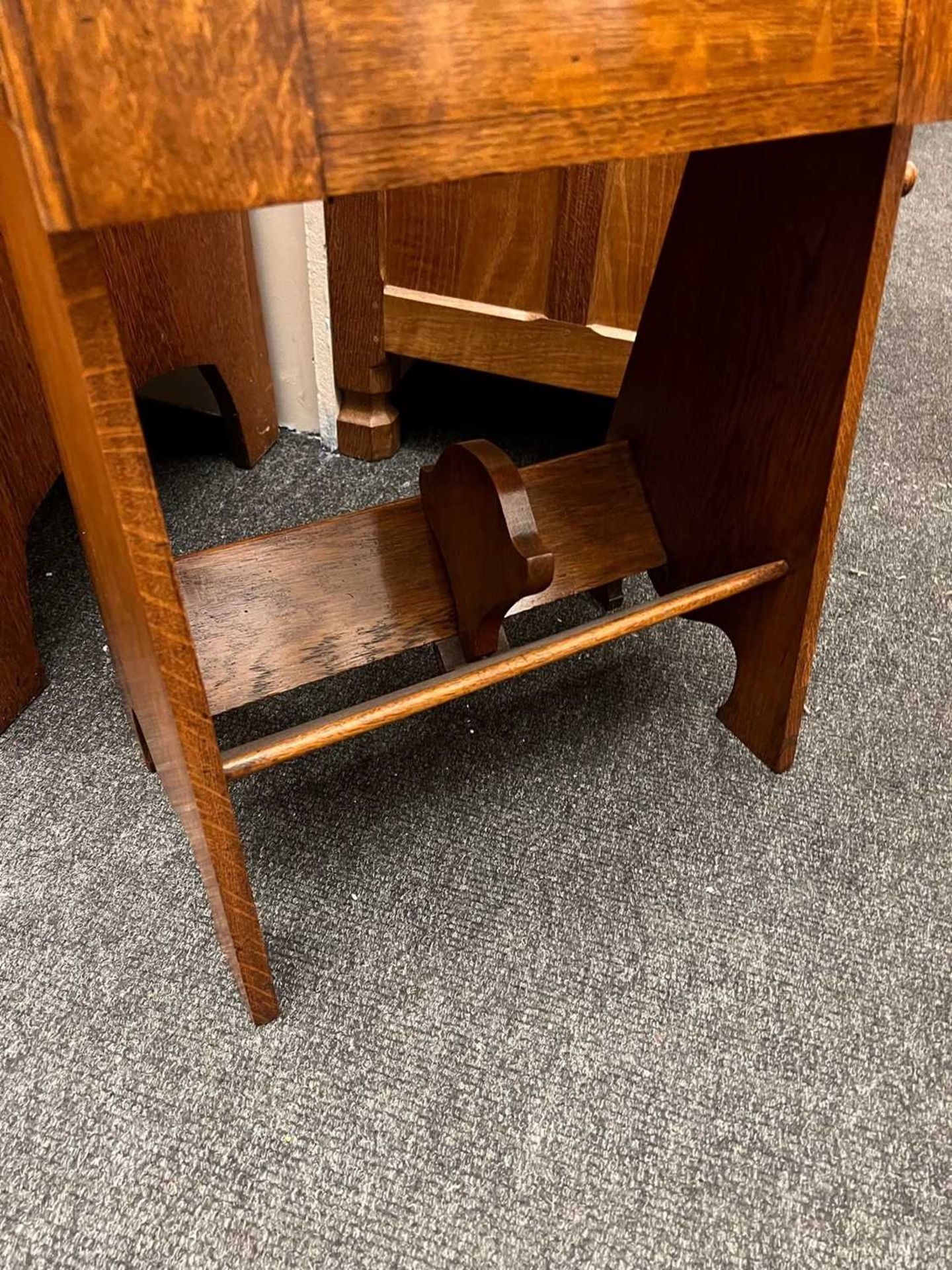 An oak folio stand, book trough and pipe drawer, - Image 8 of 10