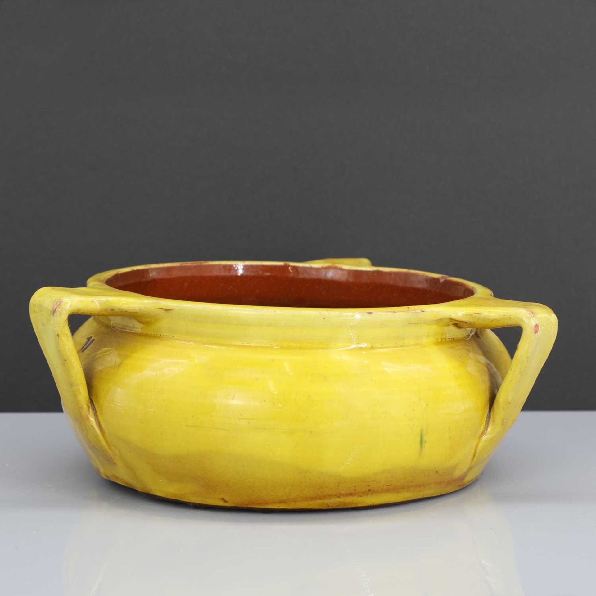 A rare Liberty & Co. yellow pottery dog bowl, - Bild 2 aus 9