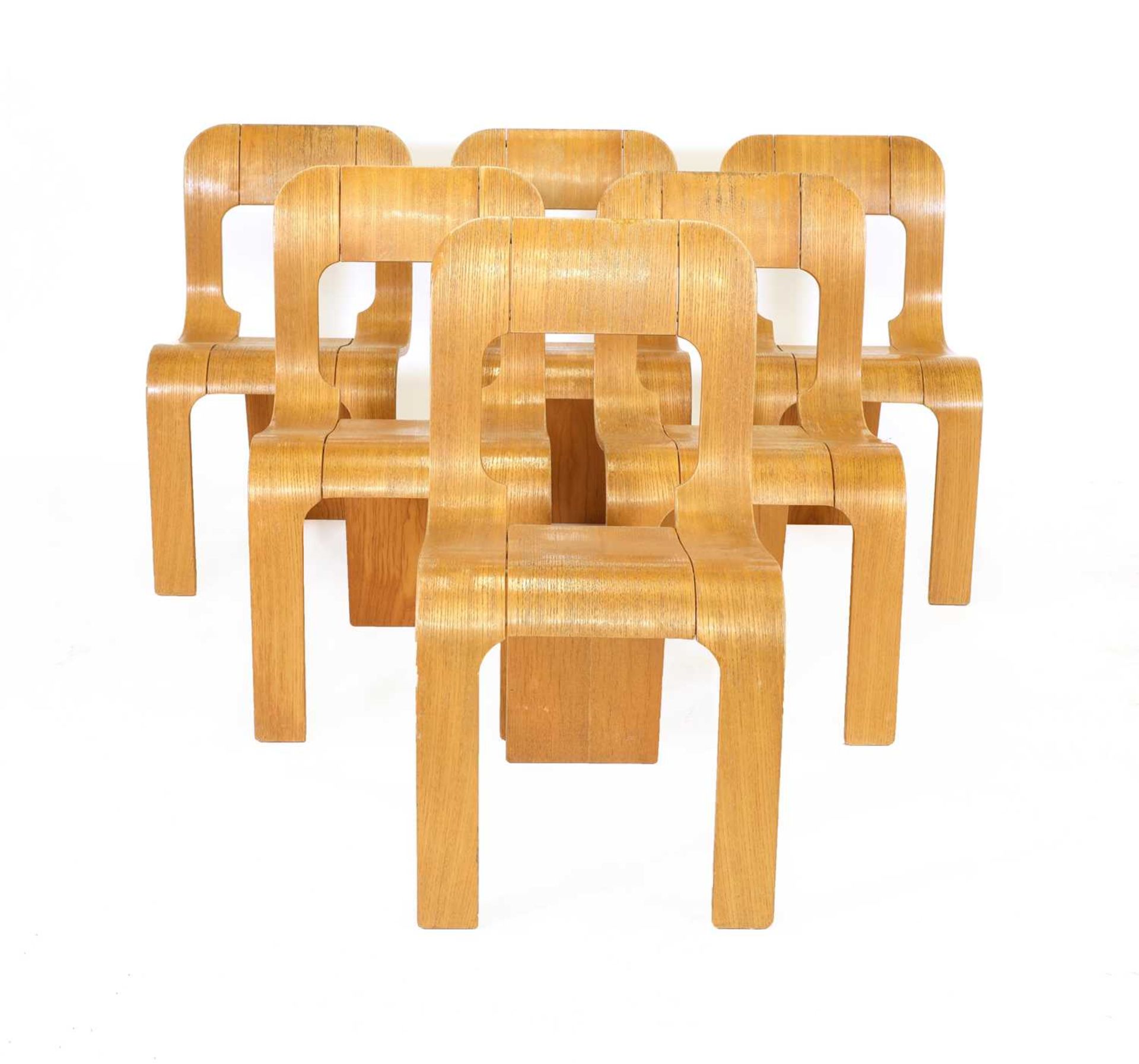 A set of six bentwood stacking chairs,