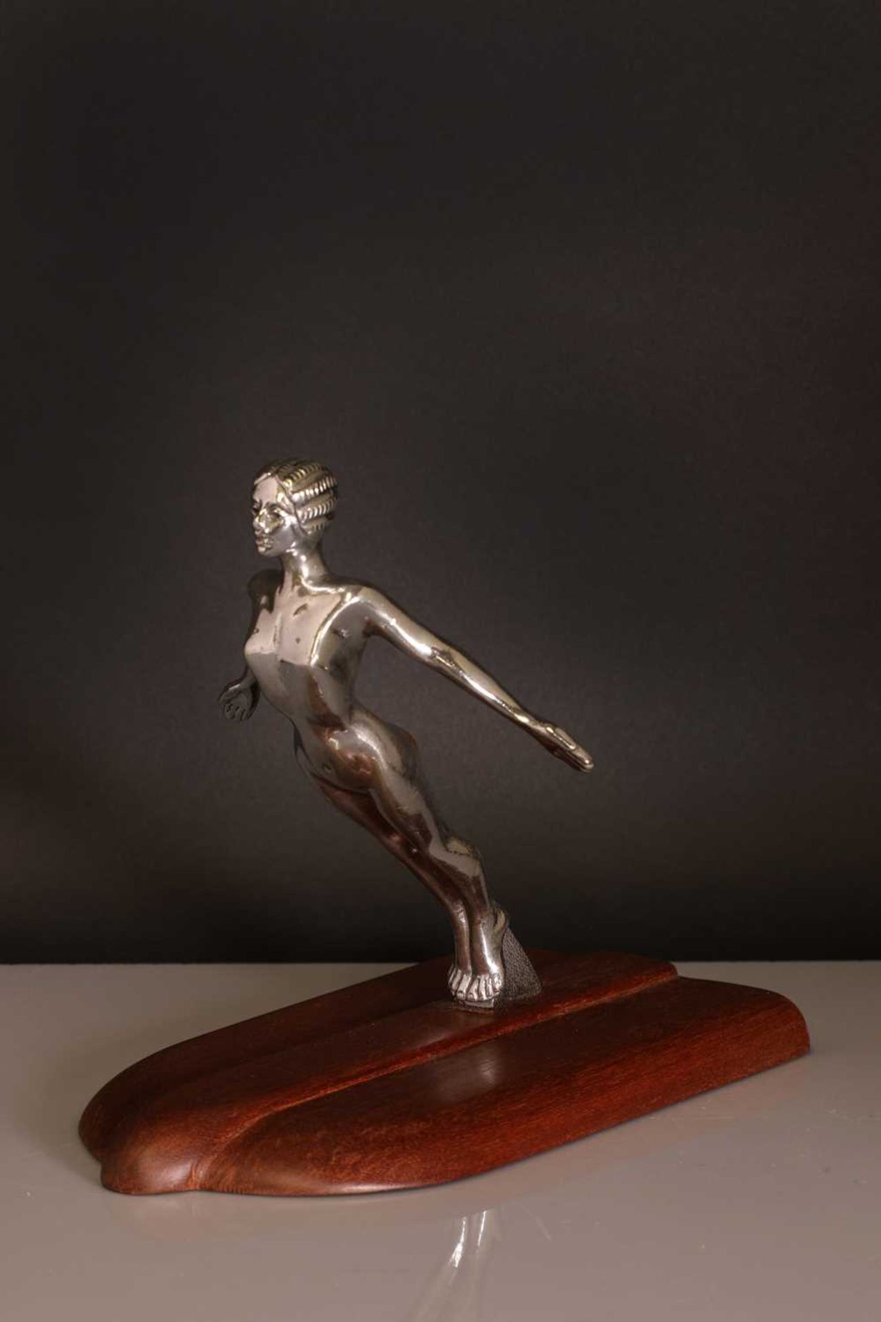 An Art Deco 'Desmo' cast and chrome car mascot, - Image 2 of 4