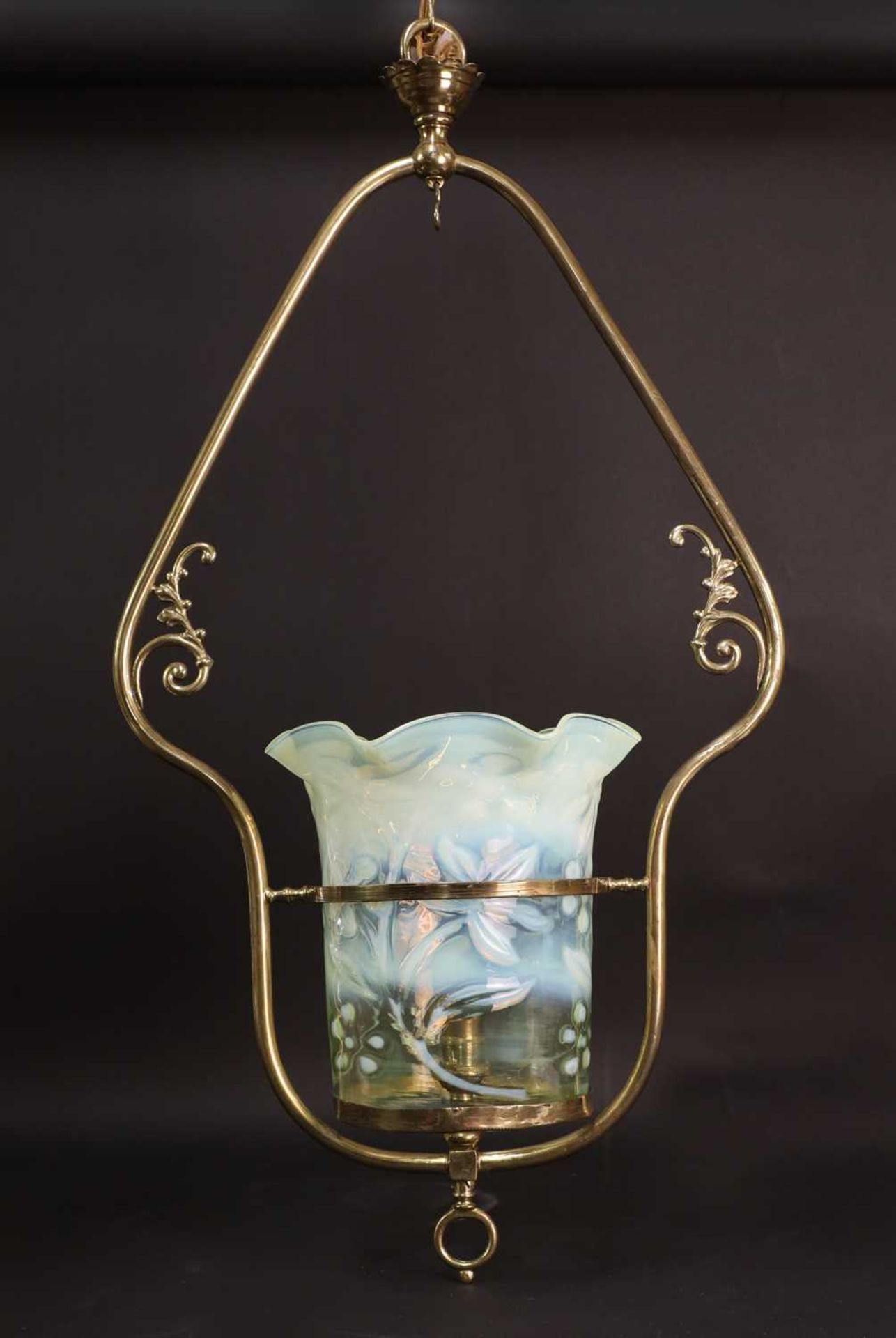 An Arts and Crafts vaseline hanging ceiling light, - Image 2 of 2