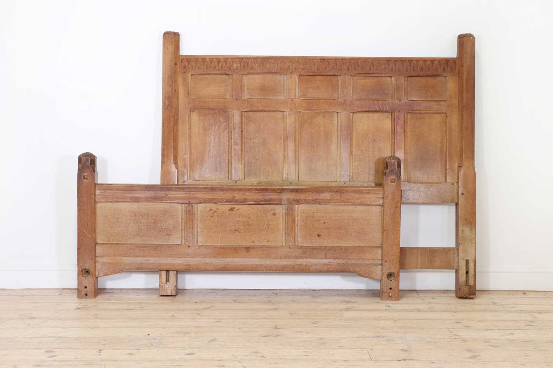 An Heal & Son oak double bed frame,