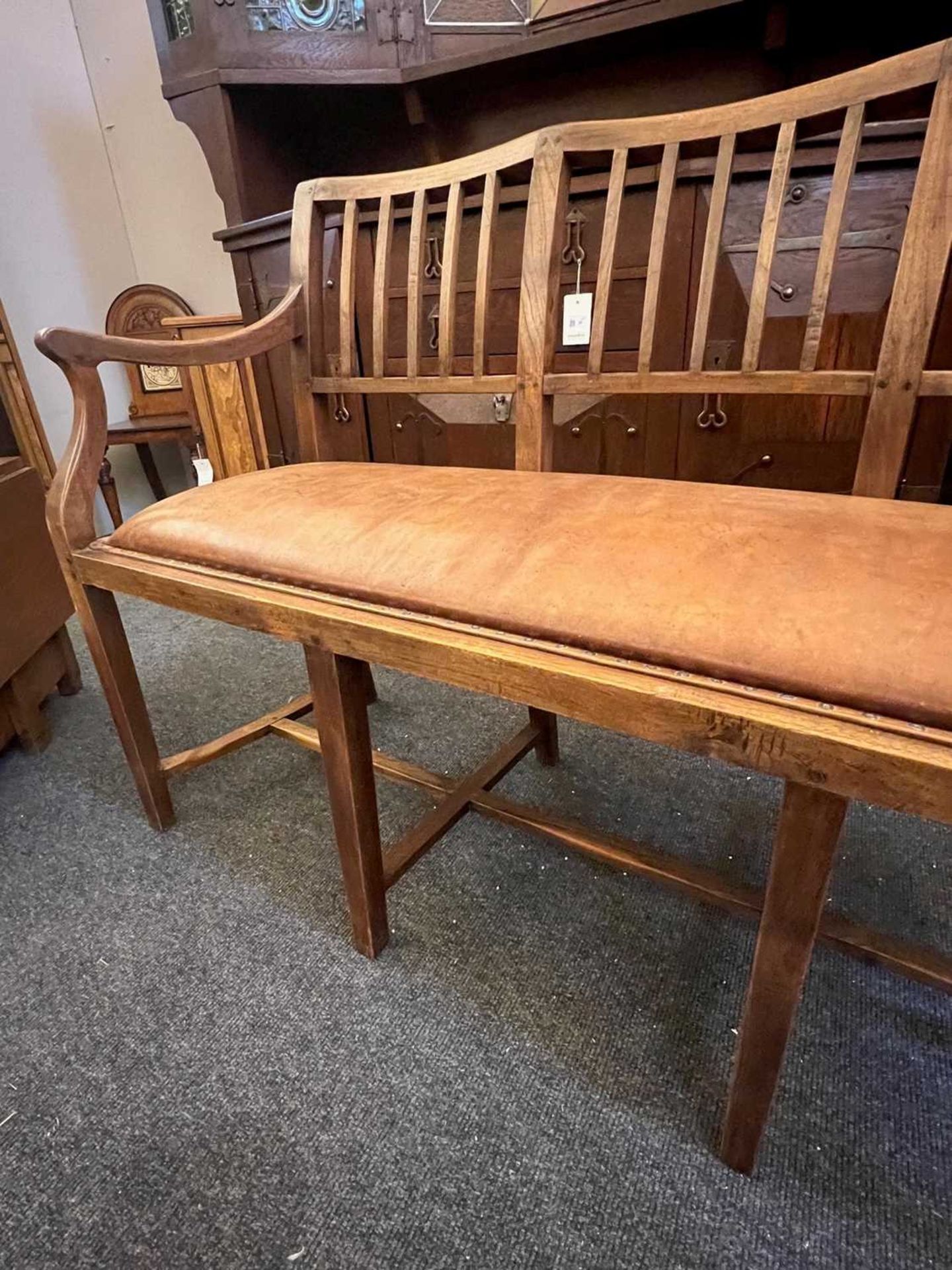 A Cotswold School oak chair-back settee, - Bild 5 aus 10