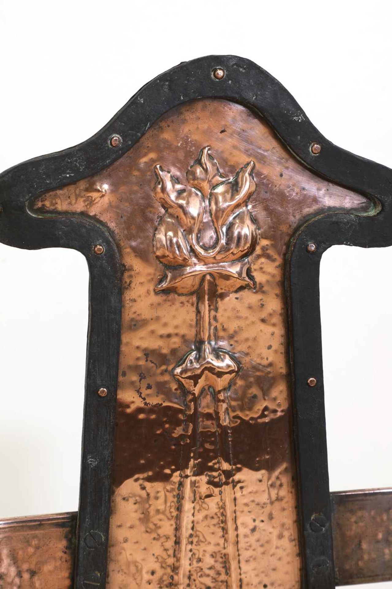 An Arts and Crafts copper and wrought iron umbrella stand, - Image 4 of 4