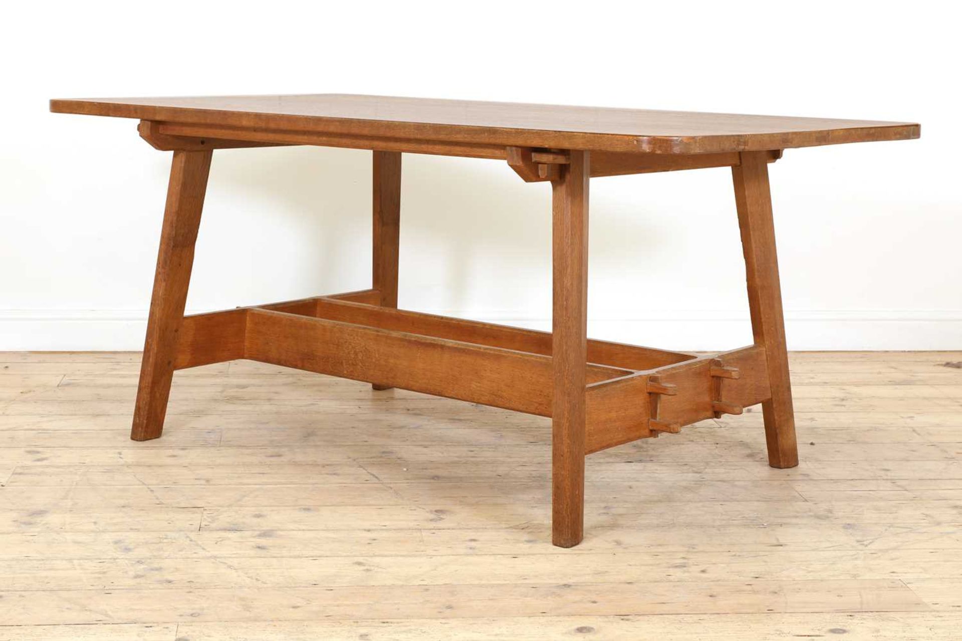 A Cotswold oak refectory table, - Image 4 of 6