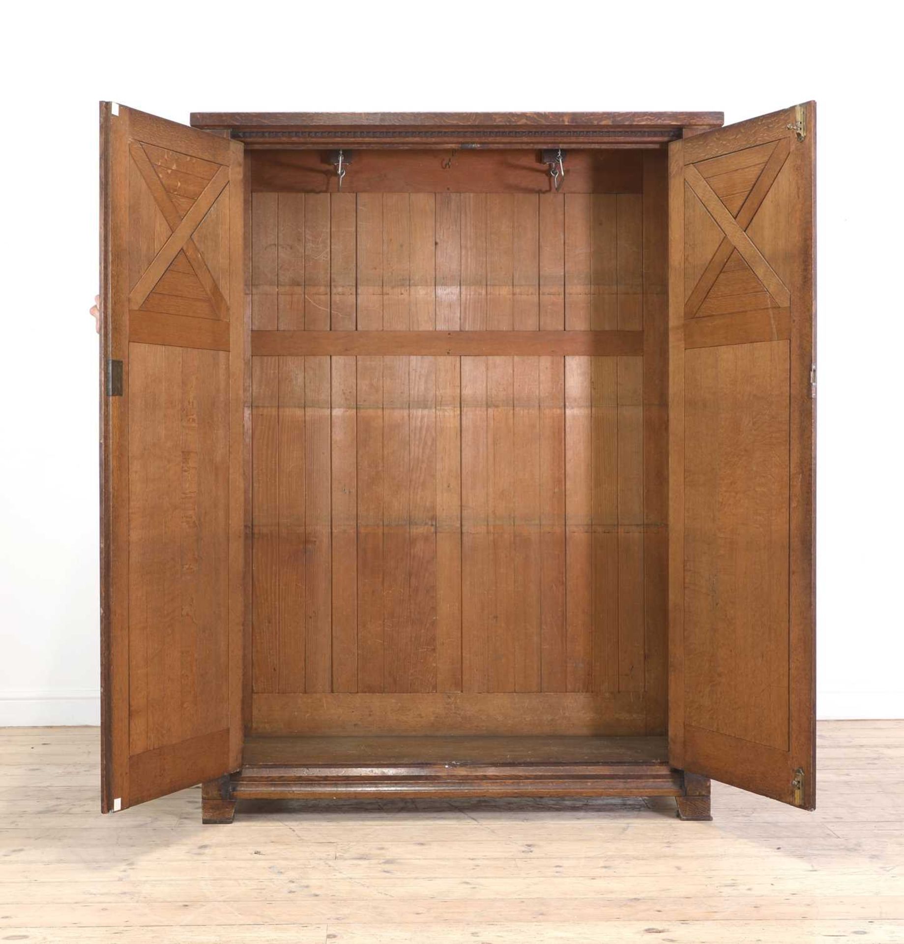 An Aesthetic Movement oak wardrobe, - Image 2 of 6