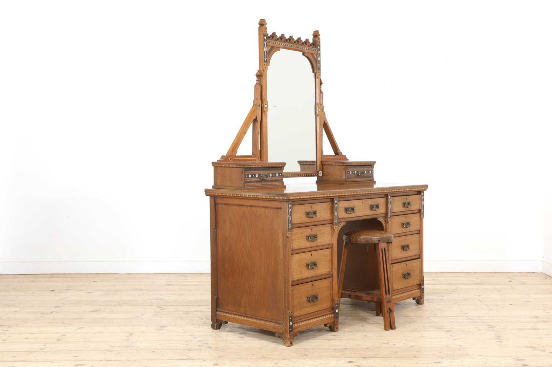 An Aesthetic walnut inlaid dressing table, - Image 2 of 20