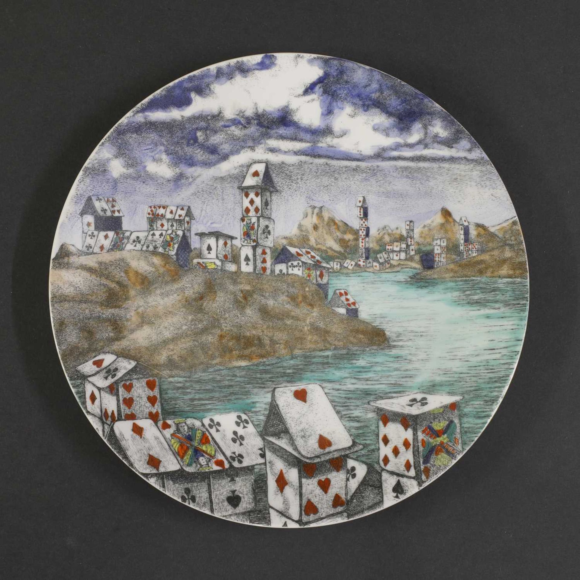 Ten 'Città di Carte' (City of Cards) porcelain plates, - Bild 9 aus 15