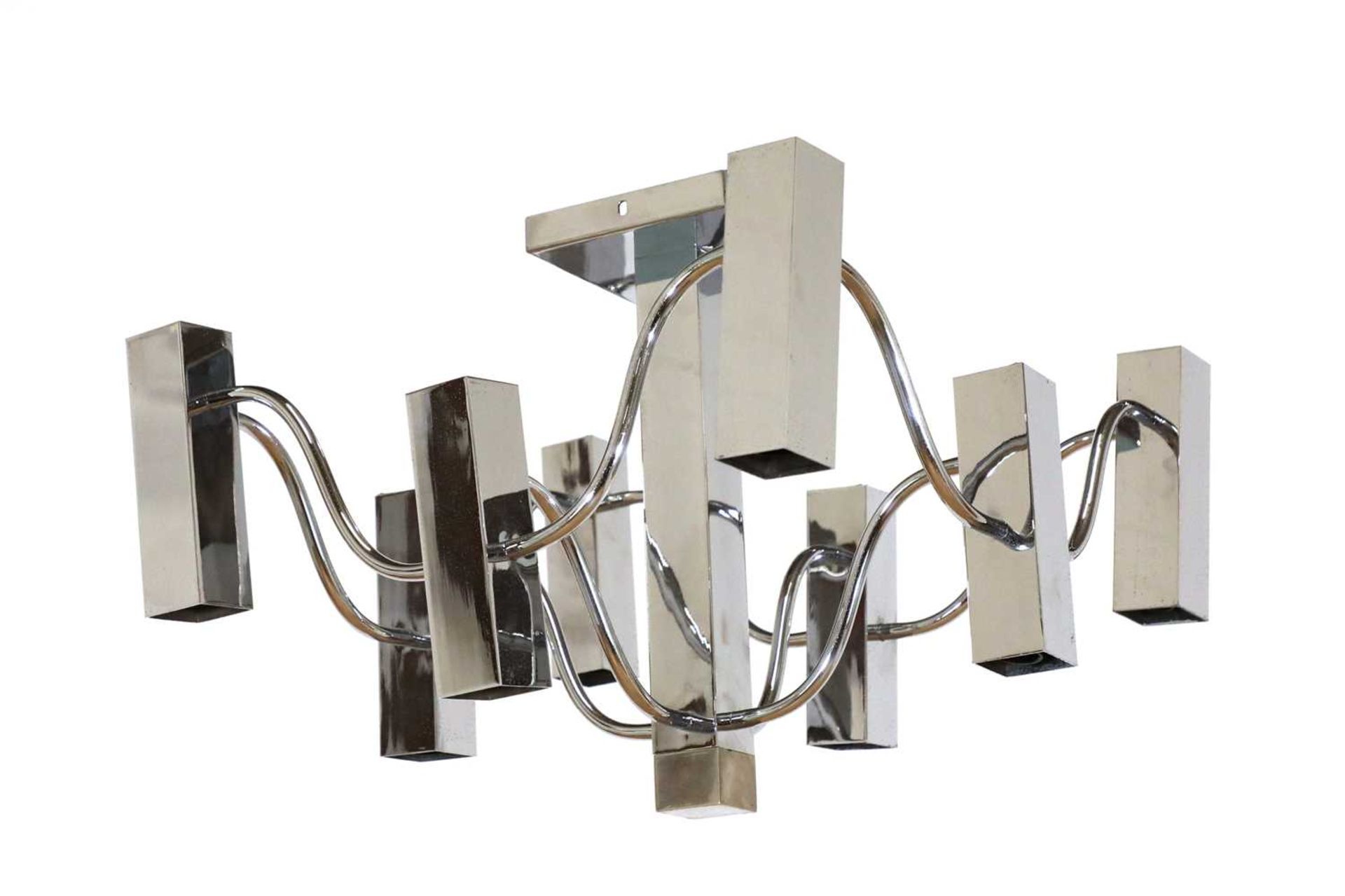 An Italian eight-branch chrome ceiling light,