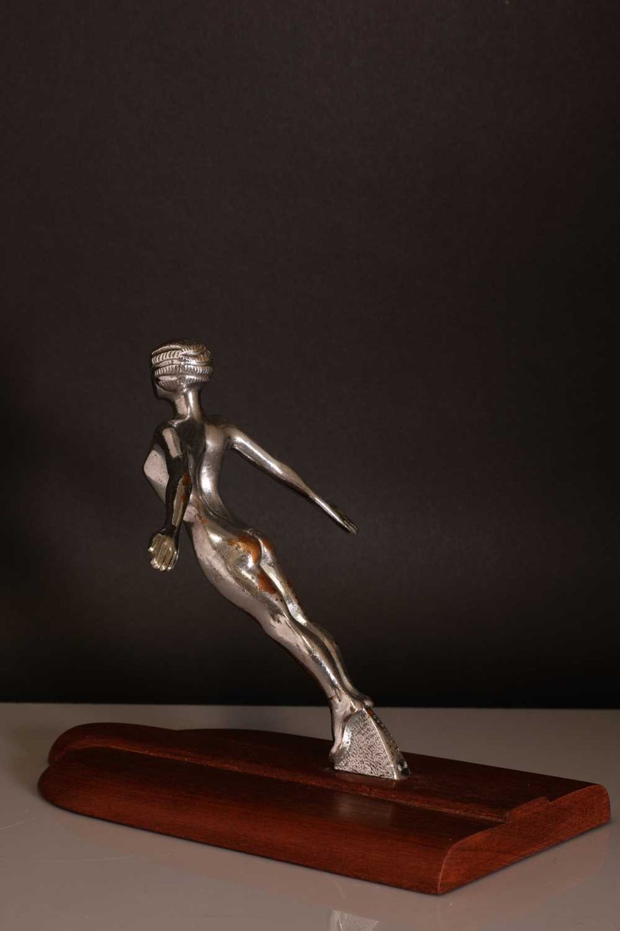 An Art Deco 'Desmo' cast and chrome car mascot, - Image 3 of 4