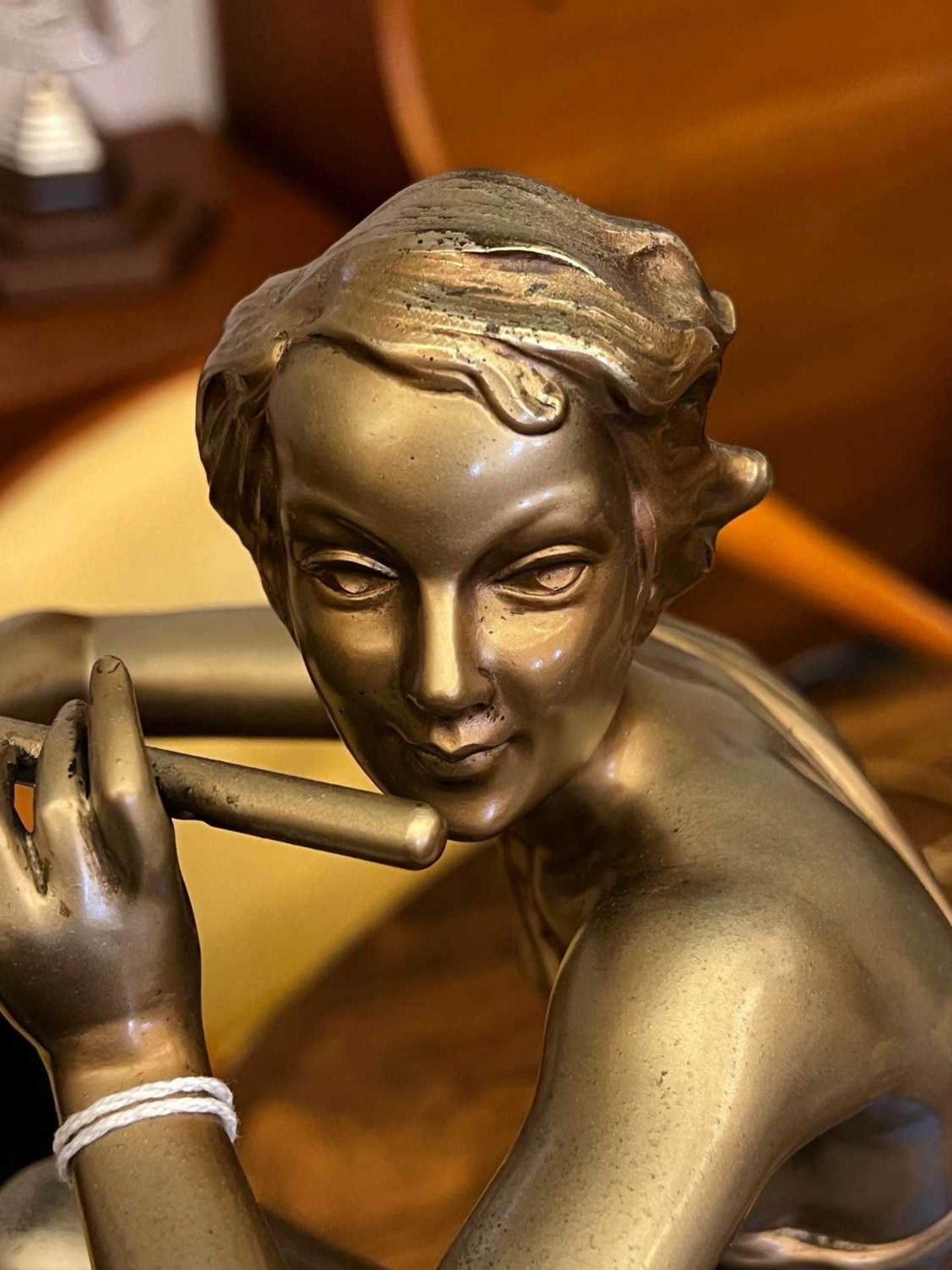 An Art Deco cold-painted figure, 'The Flute Player' - Image 11 of 15