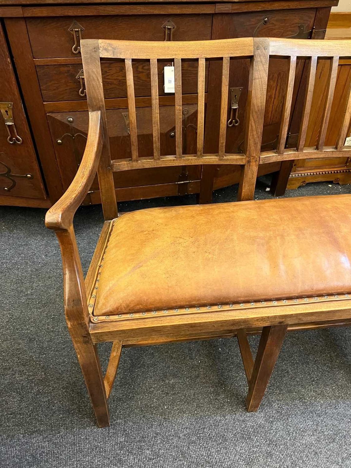 A Cotswold School oak chair-back settee, - Bild 9 aus 10