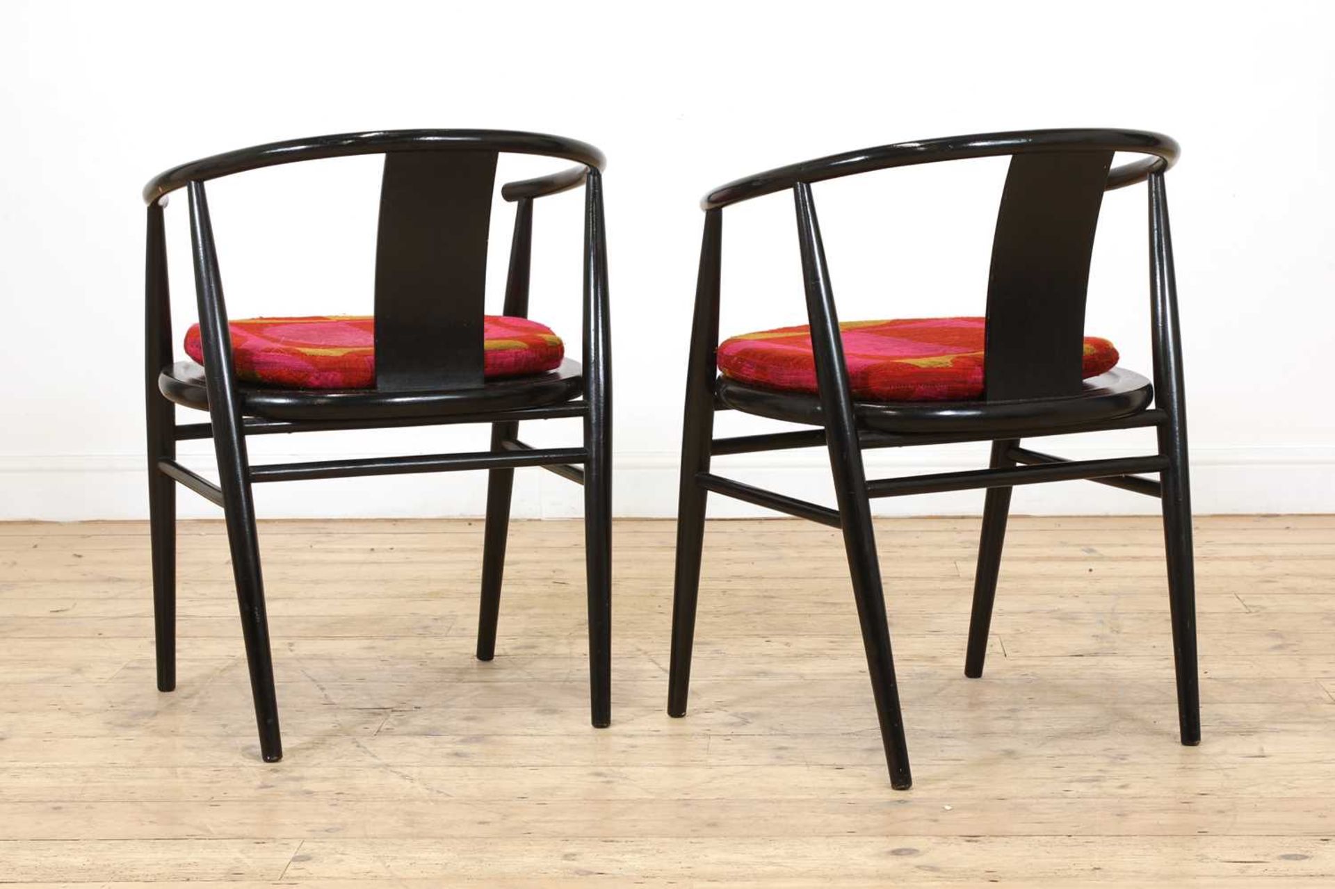 A pair of Scandinavian ebonised armchairs, - Image 3 of 4