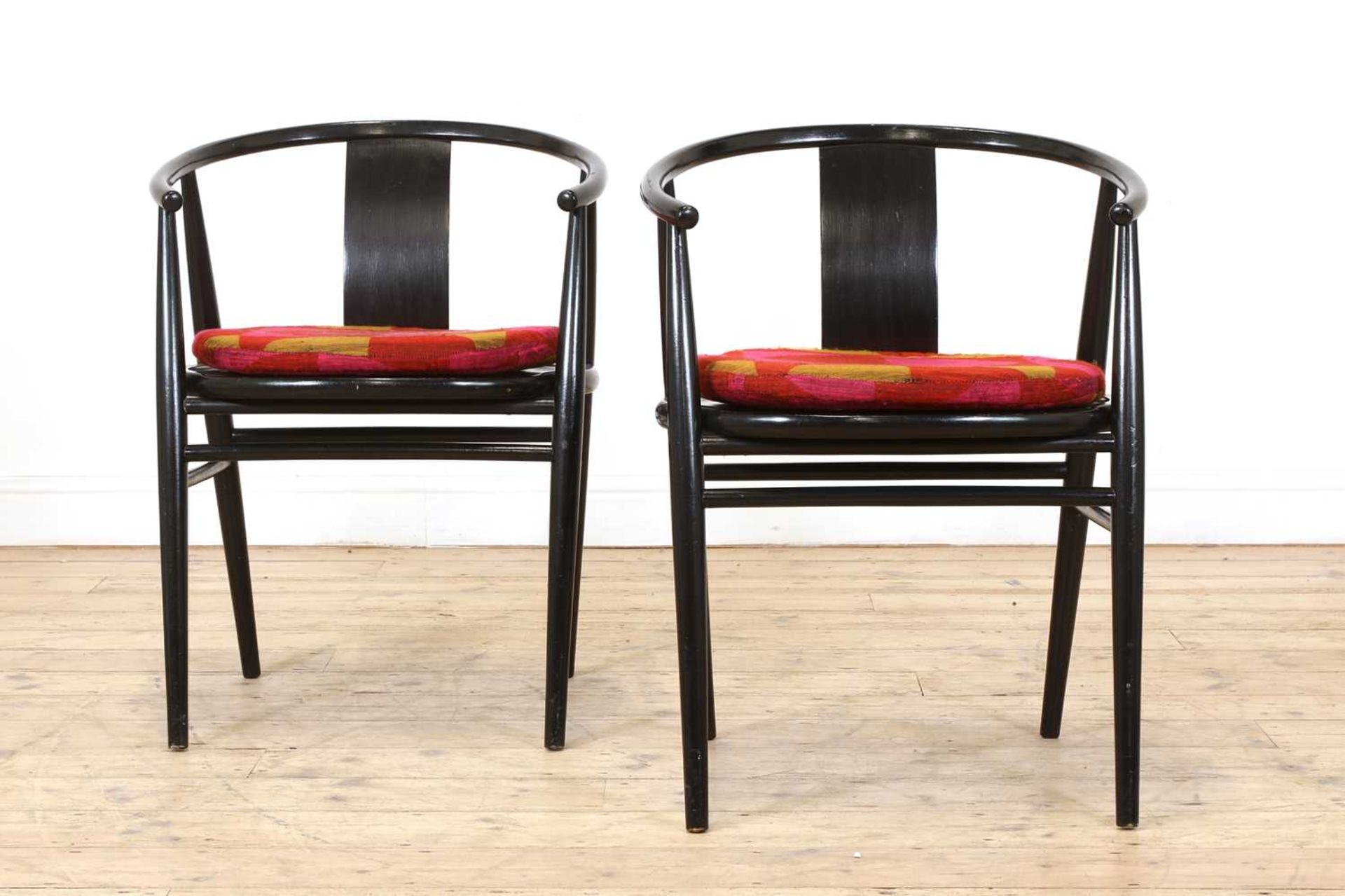 A pair of Scandinavian ebonised armchairs, - Image 4 of 4