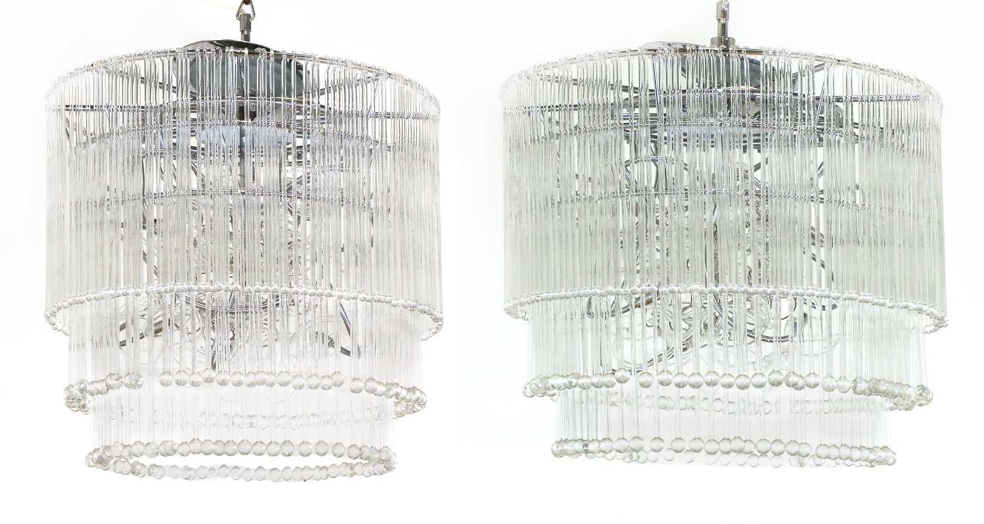 A pair of Rocco Borghese glass chandeliers,