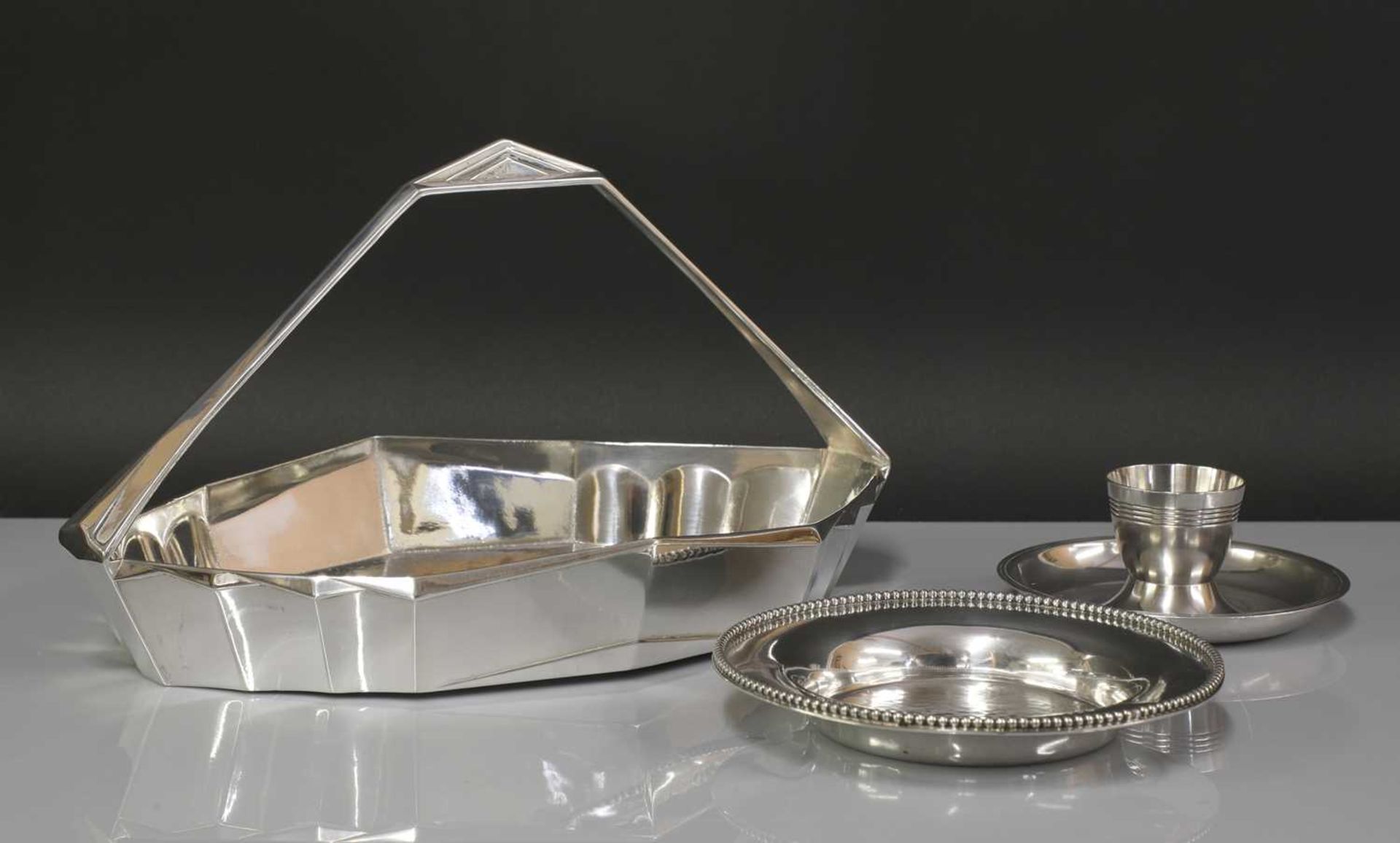 Three Art Deco silver-plated items