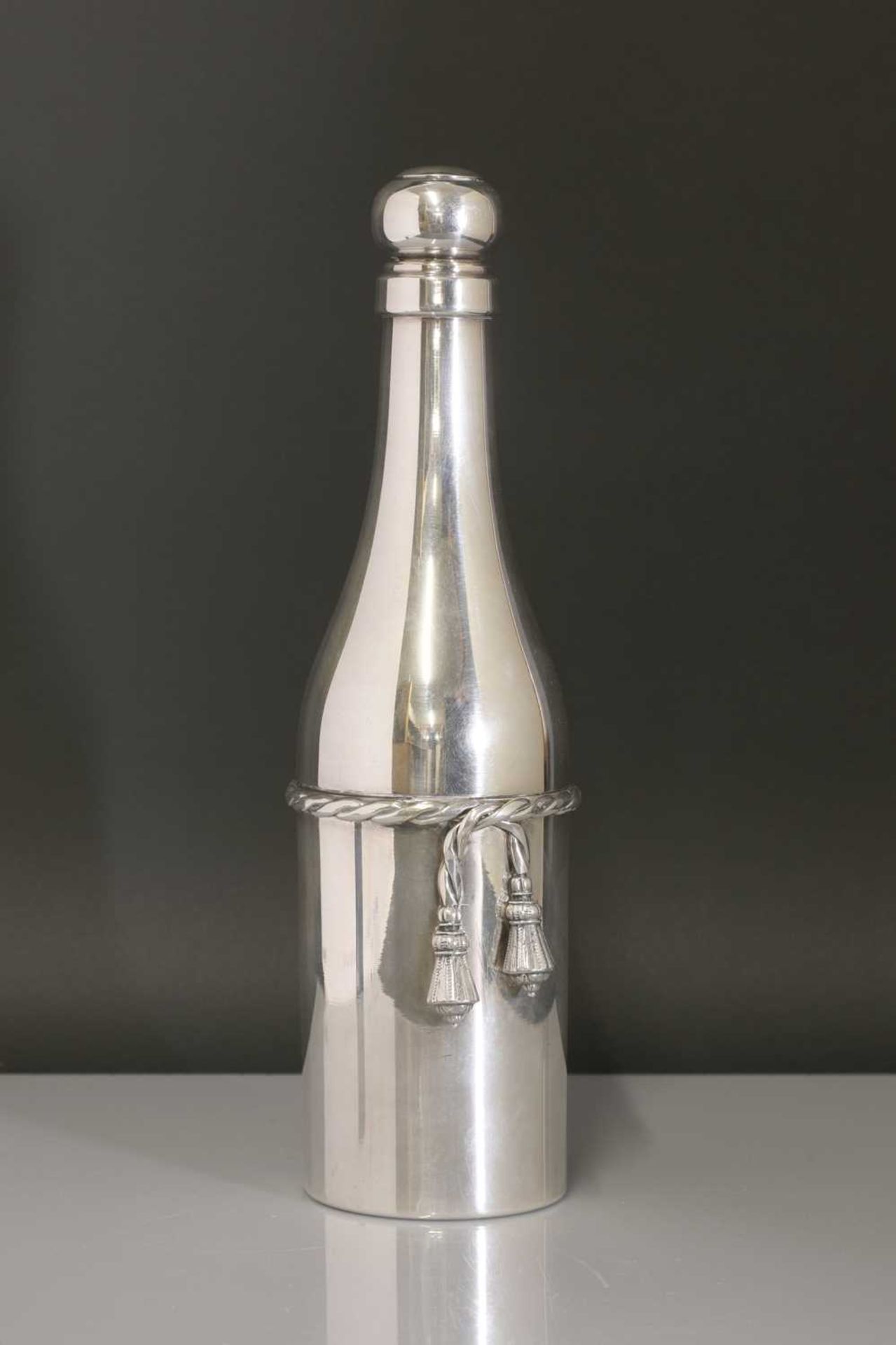 A French silver-plated champagne bottle cocktail shaker,