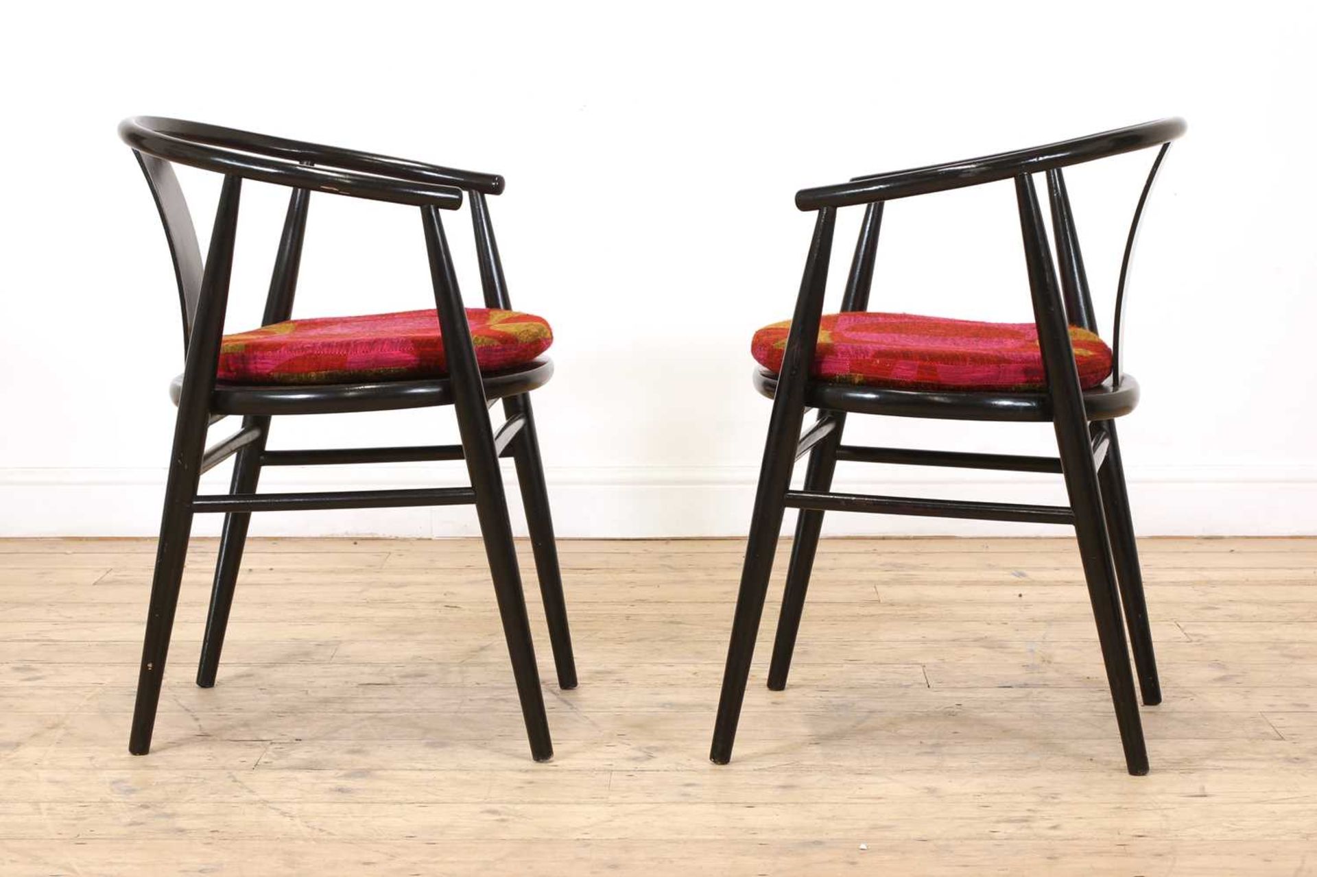 A pair of Scandinavian ebonised armchairs, - Image 2 of 4