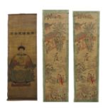 A pair of Chinese hanging scrolls of prints,