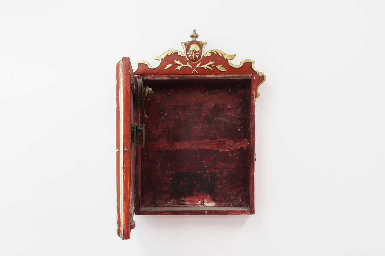 A painted and parcel-gilt weight-driven wall clock, - Image 4 of 27