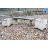 A composite stone garden bench