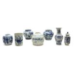 A collection of Chinese blue and white jars,