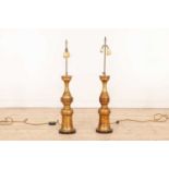 A pair of Chinese-style gilt metal lamps,
