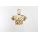 A Roman-style alabaster and specimen marble bust of Caracalla,