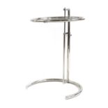 An Eileen Gray style chrome side table