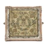 A silk needlework handkerchief,