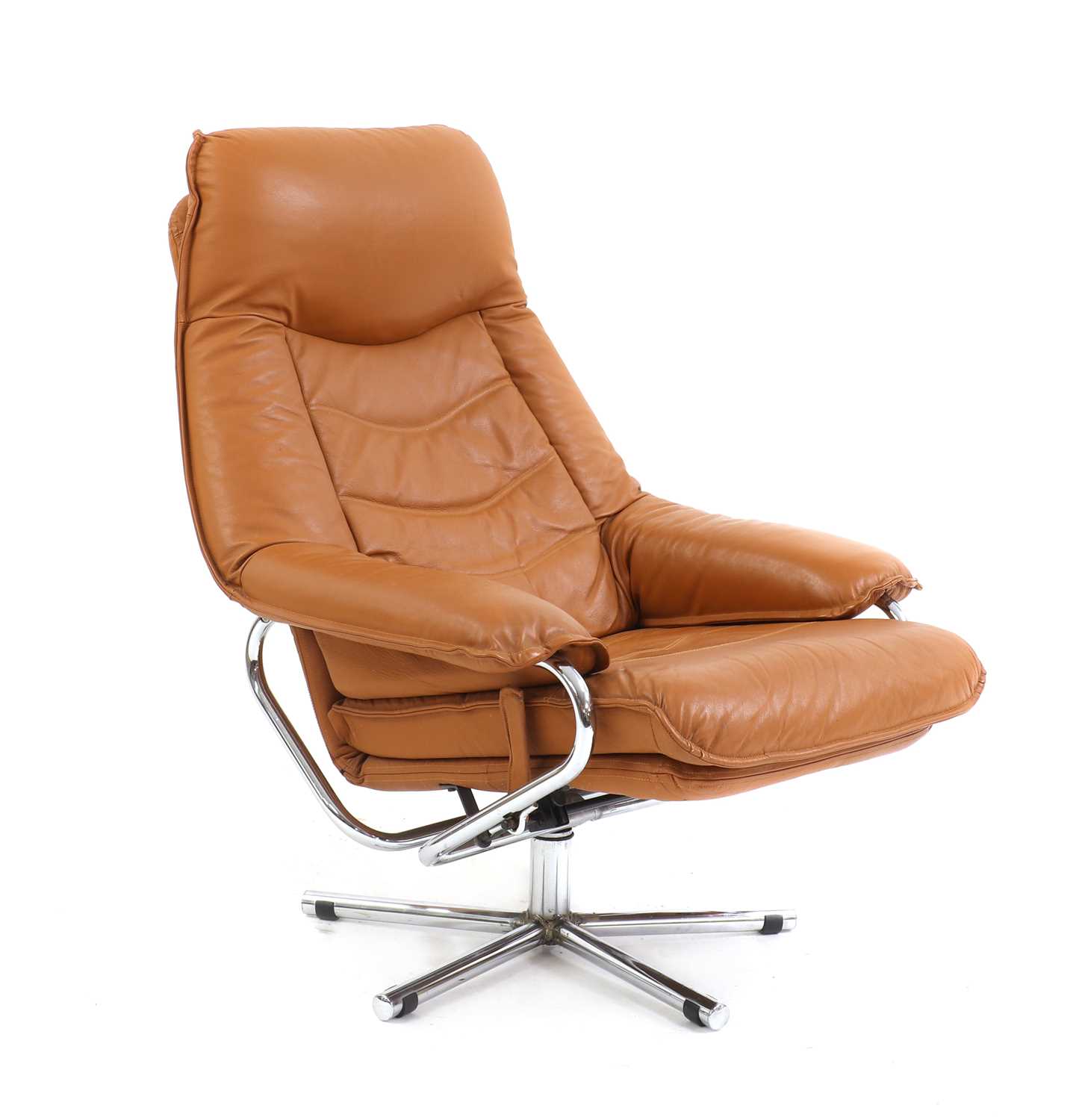 A Norwegian 'Model N' reclining leather lounge chair,