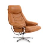 A Norwegian 'Model N' reclining leather lounge chair,
