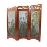 An Art Nouveau painted mahogany framed screen,