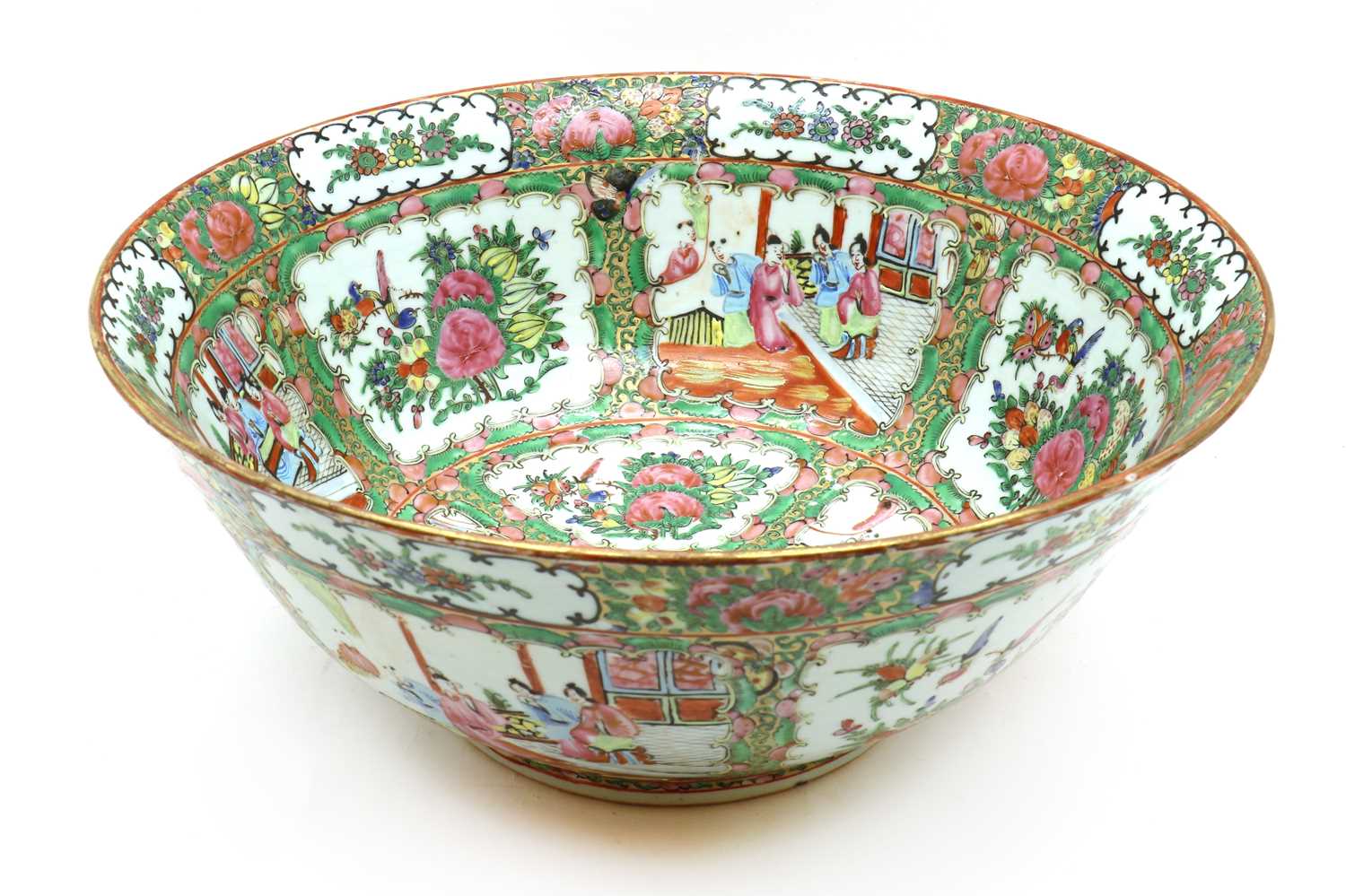 A Chinese canton famille rose punch bowl, - Image 3 of 13