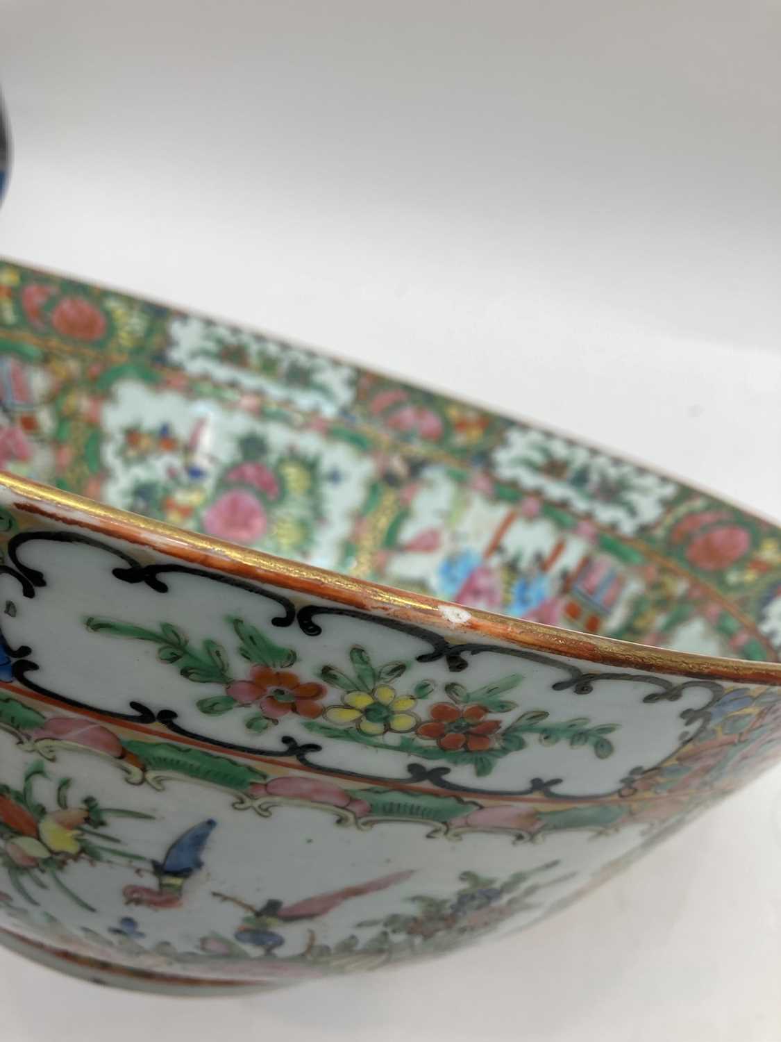 A Chinese canton famille rose punch bowl, - Image 12 of 13