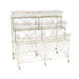 A Victorian painted wirework conservatory plant stand