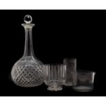 A Stourbridge glass decanter,