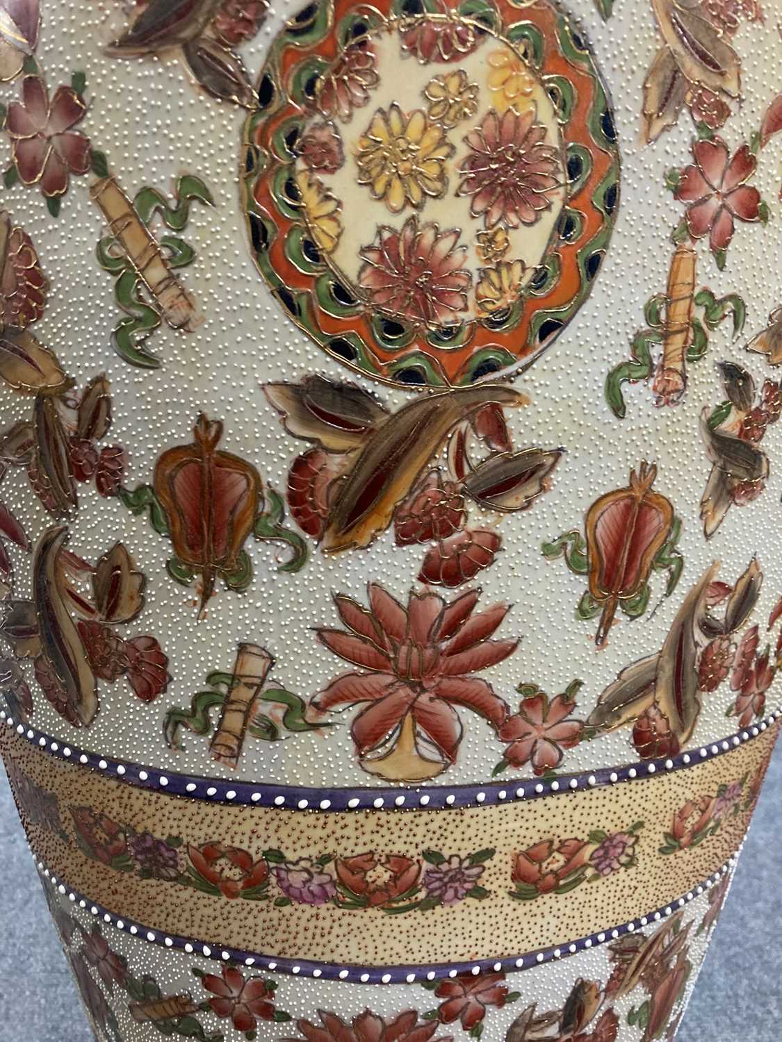 A large Japanese Satsuma ware vase, - Image 6 of 57