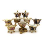 A large collection of Spode porcelain potpourri vases,
