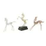 A group of three Istvan Komaromy lampwork glass figures